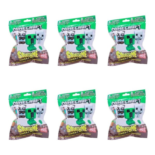 6PK Minecraft 2.5 In Mini Squishme S5 Squishy Sensory Toy Assorted Kids 3y+