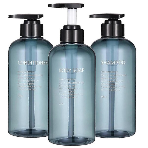 Shampoo And Conditioner Dispenser Bottles-3pcs 16.9oz/500ml Plastic Empty Refillable Pump Lotion Bottle Containers Set,blue