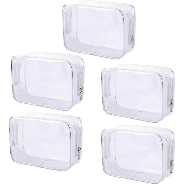 Transparent Cosmetic Bag Pack Of 5 Pvc Toiletry Bags With Zipper Waterproof Gift