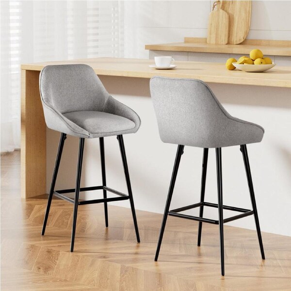 TWSC 2x Bar Stools Upholstered Stool Counter Seat Kitchen Dining Chairs