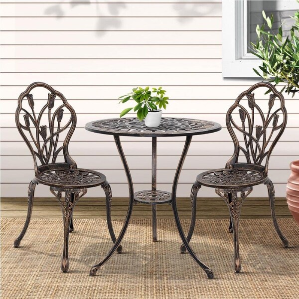 Outdoor Bistro Set - Cast Aluminum, Bronze Finish