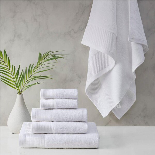 Retreat Cotton Tencel Antimicrobial 6 Piece White Towel Set by Cloud Linen