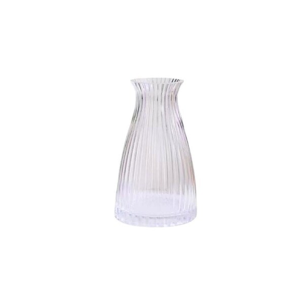 Ribbed Flower Glass Vase - 20cm