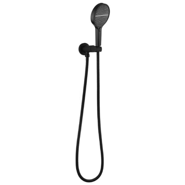 Shower Handset Round Spray 4-Mode Hand Held Shower Head Set 1.5m Hose Black
