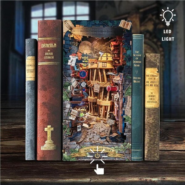 Magic Night Alley DIY Book Nook Kit Miniature Dollhouse