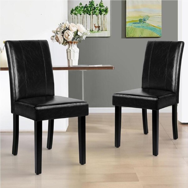 ALFORDSON 2x Dining Chairs Cafe Kitchen High-Back Chair Glossy PU Leather Black