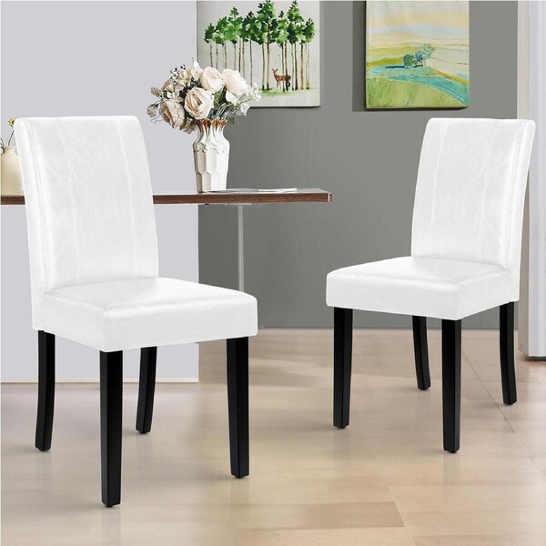 ALFORDSON 2x Dining Chairs Cafe Kitchen High-Back Chair Glossy PU Leather White
