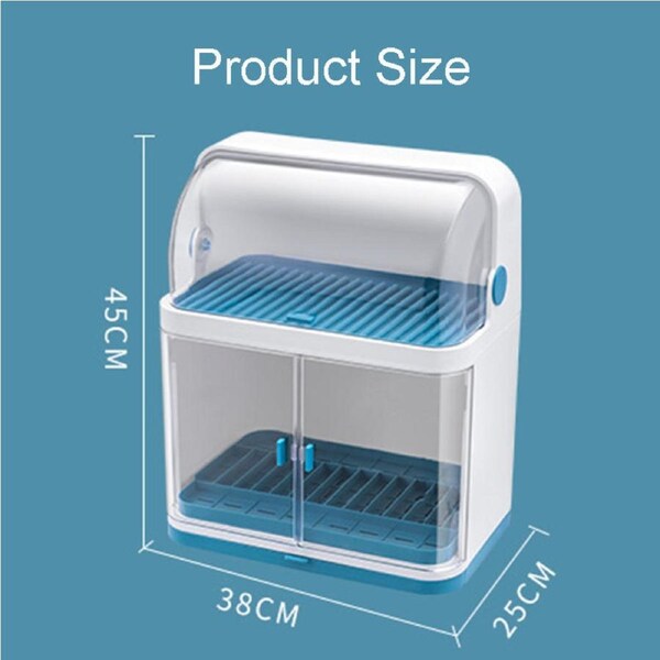 Catzon 2-Tier Plastic Drying Rack with Lids Quick Drain for Kitchen Counter