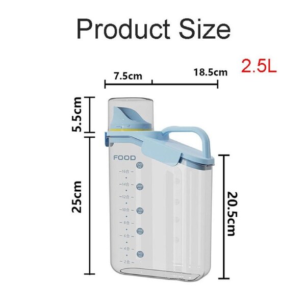 Catzon 2.5L Cereal Storage Container with Pouring Spout for Rice Nuts Beans-Blue