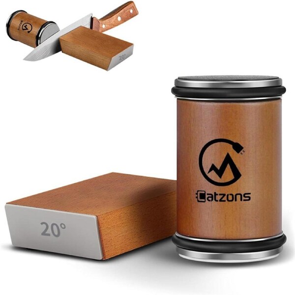 Catzon Knife Sharpener 400 and 3000 Grit Discs 15 / 20 Angles Sharpening Kit for Kitchen Knives
