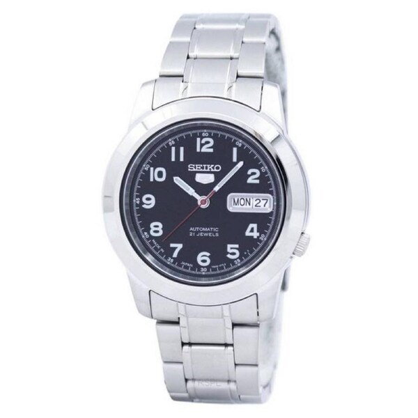 Seiko 5 Automatic Stainless Steel Black Dial 21 Jewels SNKK35J1 30M Mens Watch