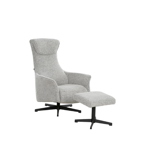 Design Square Fabric Relaxing Accent Lounge Armchair With Footstool Ottoman - Light Grey