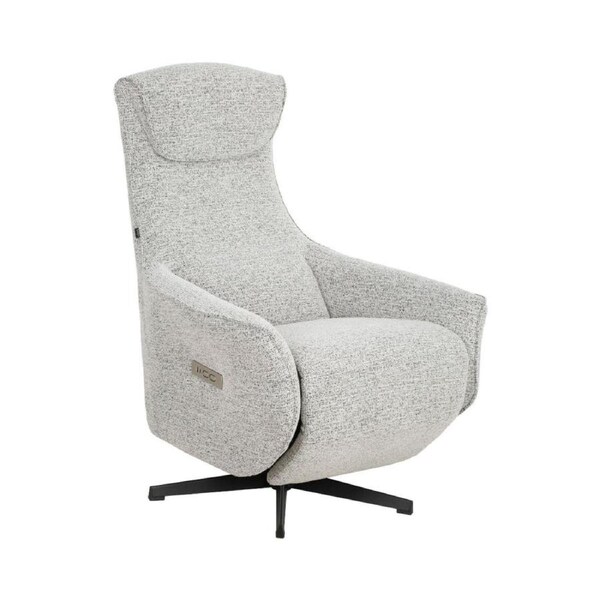 Design Square Fabric Electric Recliner Relaxing Lounge Accent Armchair - Light Grey