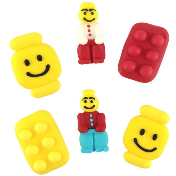 Lego Edible Sugar Cupcake Decorations (Pack of 6)