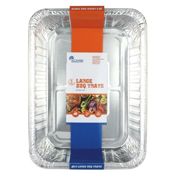 Large Foil Trays 36.7cm x 27.3cm x 7.1cm (Pack of 5)