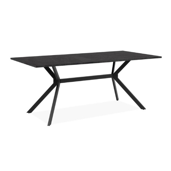 Design Square Kays Modern Rectangular Kitchen Dining Table 180cm Metal Frame Grey/Black