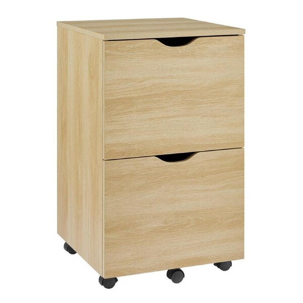 Design Square Marias 2-Drawers Mobile Pedestal Filing Cabinet Storage Cabinet - Oak