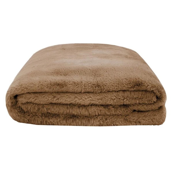 Bambury Frida Faux Fur Throw 150 x 200cm Mocha