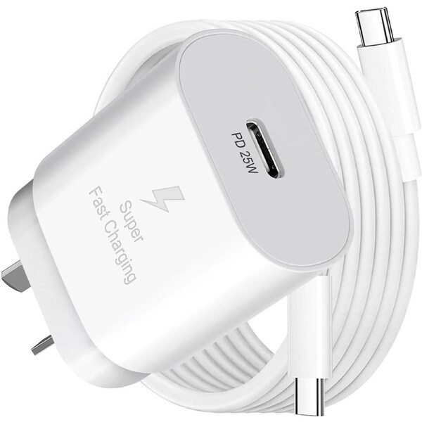Samsung USB-C Super FAST 25W AC Charger - White (Includes USB-C Cable)