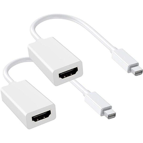 2PCS Mini Display Port DP To HDMI Adapter 4K/60Hz 1080p For PC/Monitors/Laptops/MacBook Pro/Air - White