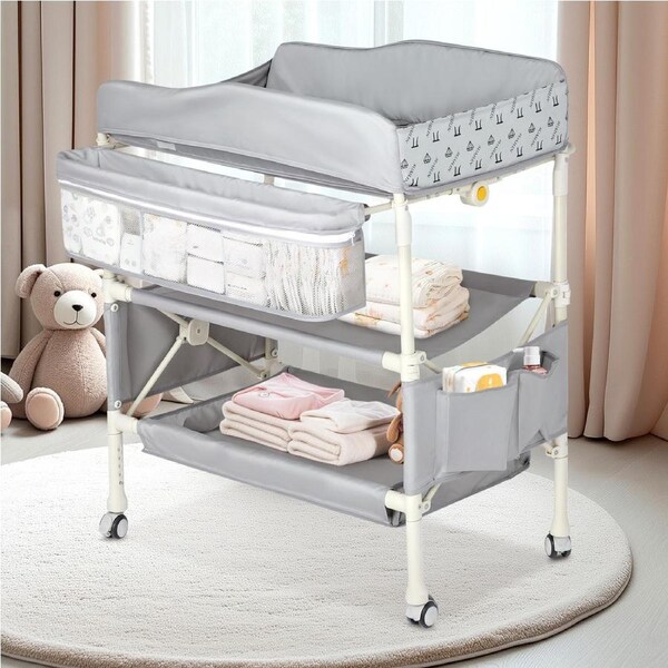 Advwin Foldable Baby Changing Table Height Adjustable Diaper Changing Station Portable Toddler Change Table
