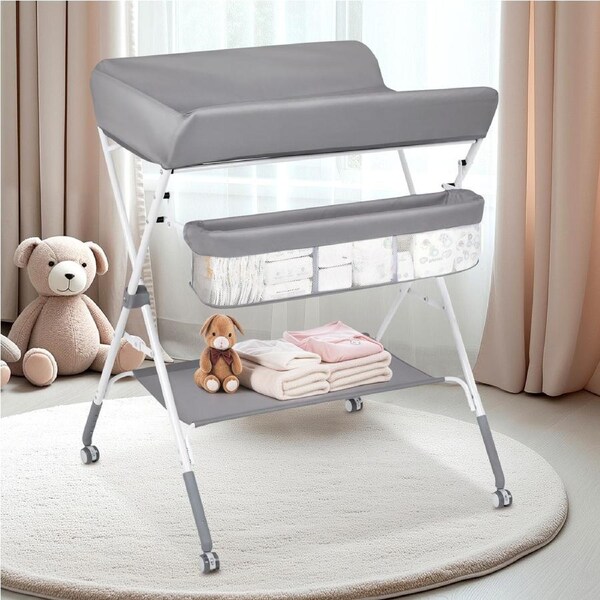 Advwin Foldable Baby Changing Table Height Adjustable Diaper Station Portable Toddler Change Table