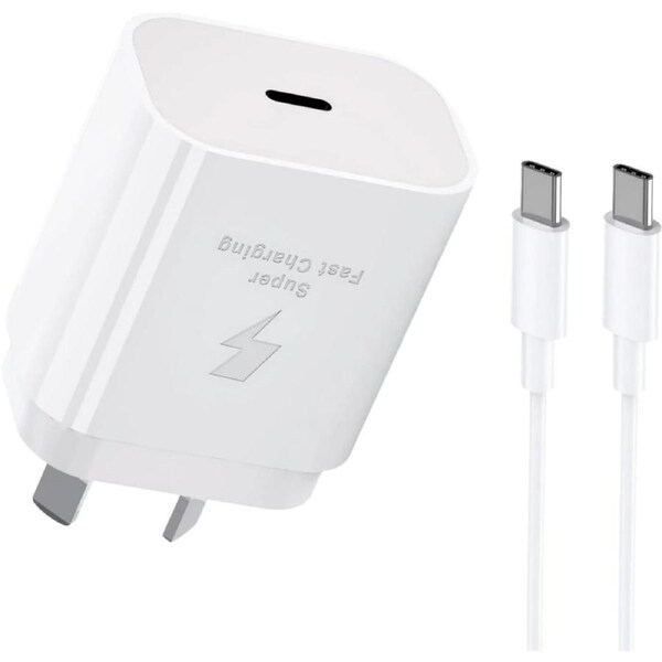 Samsung USB-C Super FAST 25W AC Charger - White (Includes USB-C Cable)