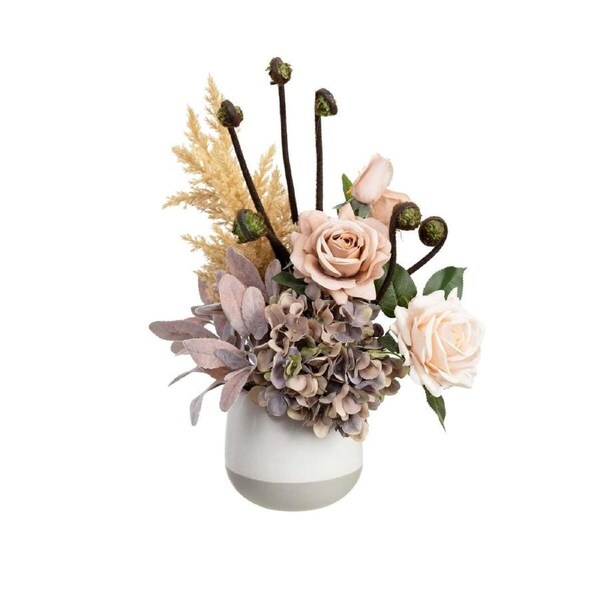 48cm Dried Look Floral Flower Plant Dry Arrangement in a Pot in Pastel Colours