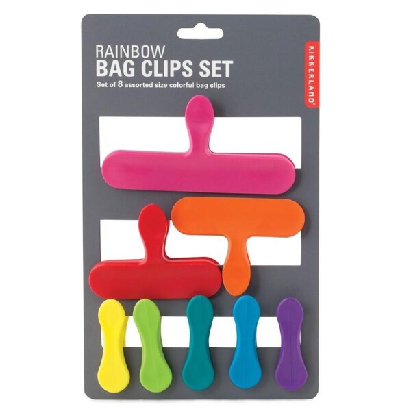Kikkerland Rainbow Bag Clips (Set of 8)