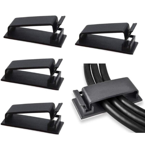 SOULWIT 50-Pcs Self Adhesive Cable Management Clips, Cable Organizers Wire Clips Cord Holder for TV PC Laptop Ethernet Cable Desktop Home Office (Black)