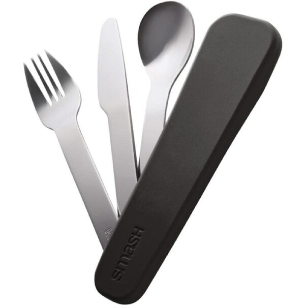 Smash Stainless Steel Cutlery Set with Silicone Case, Black/Silver
