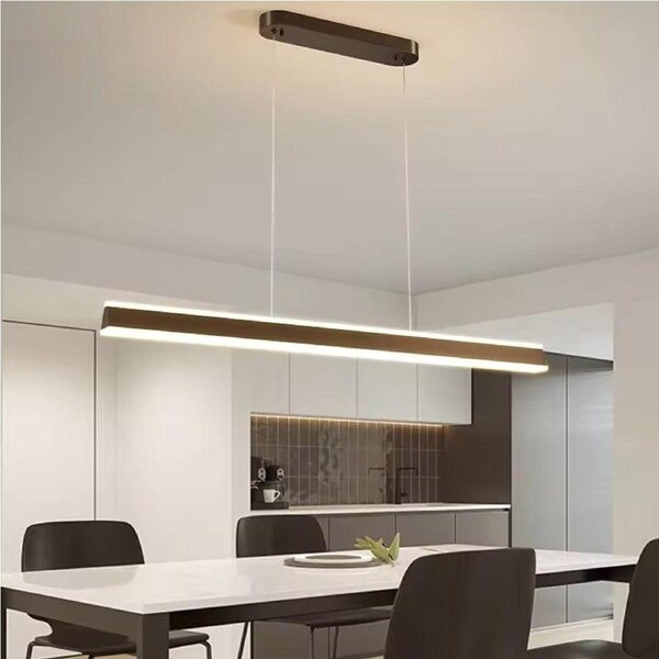 BAMDECOR A18898 1.2M Modern Minimalist Trapezoid Pendant Light Adjustable LED Bar Light for Dining Room and Kitchen-Black