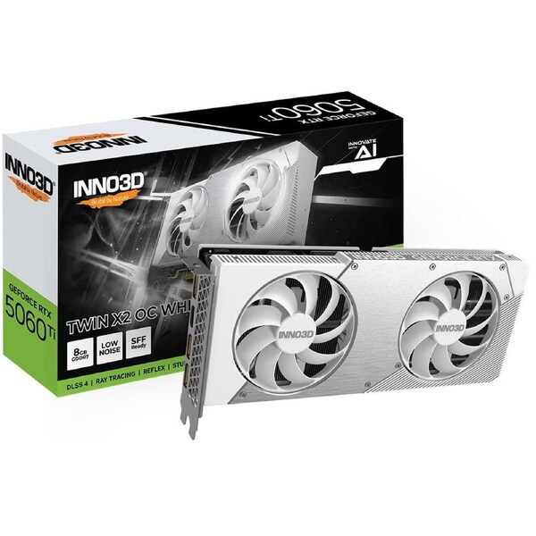 INNO3D nVidia GeForce RTX 5060 Ti TWIN X2 OC White 8GB GDDR7, 2602MHz Boost Clock, RAM 28Gbps, 3xDP, 1xHDMI