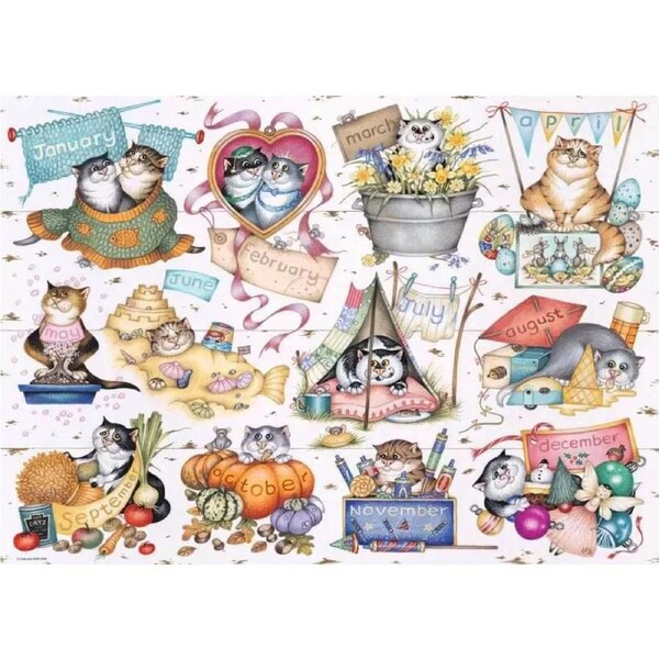 Ravensburger - Crazy Cats: Cat's Calendar Puzzle 1000pc