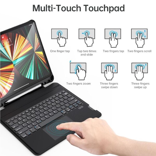 Choetech BH-015-BK Bluetooth Keyboard Case with Touchpad and backlight for iPad Pro 12.9" Black