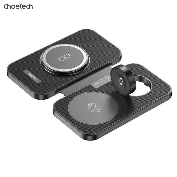 Choetech T616F 3in1 Magnetic & Foldable wireless charger - Black