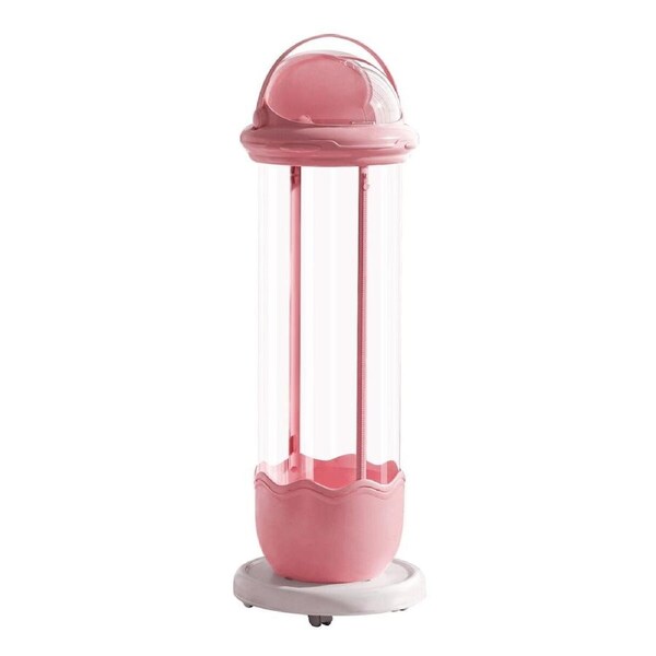 Kids Toys Storage Tube Box Stuffed Animal Zoo Plush Soft Doll Organiser Playroom Display Cabinet Holder Container Vertical Stand with Wheels 172x31cm Pink