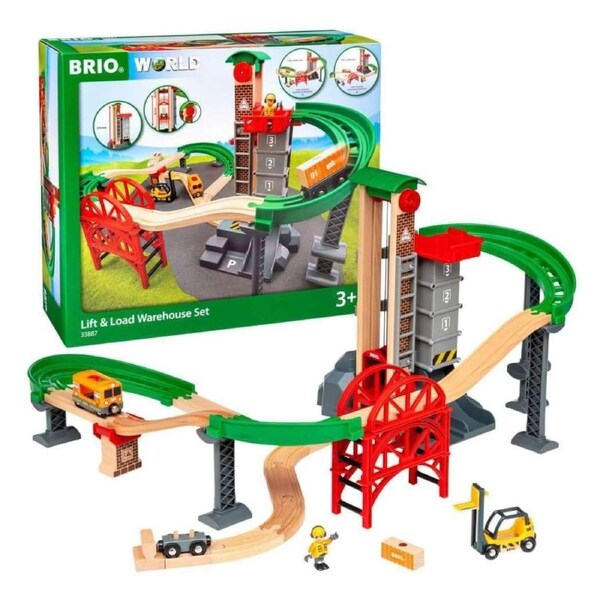 BRIO - Lift and Load Warehouse Set 32 Piece Wooden Train