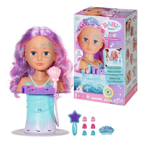 Baby Born - Mermaid Styling Head 37cm for Creative Makeovers
