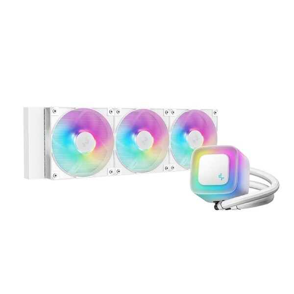 DeepCool LE360 WH V2 WhiteLiquid Cooler 360 mm 6th Gen Pump up to 3400 PWM, Hydro Bearing, IntelLGA1851/1700/1200/1151/1150/1155, AMDAM5/AM4