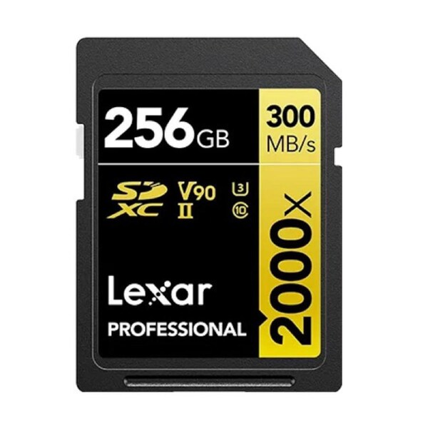 Lexar Professional 2000x 256GB SDHC /SDXC UHS-II Card GOLD Series 256GB C10, UHS-II (U3), V90, up to 300MB/s read, 260MB/s write