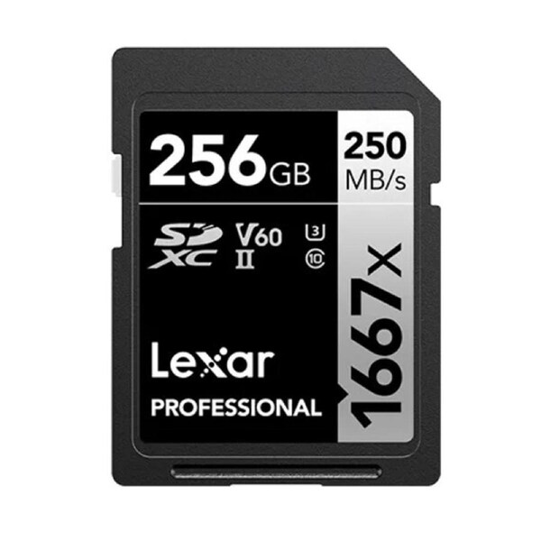 Lexar Professional 1667x 256GB SDXC UHS-II Card SILVER Series 256GB C10, UHS-II(U3), V60, up to 250MB/s read, 120MB/s write