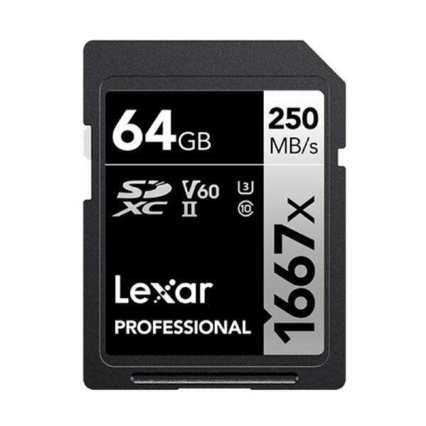 Lexar Professional 1667x 64GB SDXC UHS-II Card SILVER Series speed up to 250MB/s 1 including 1080p Full-HD, 3D, and 4K video