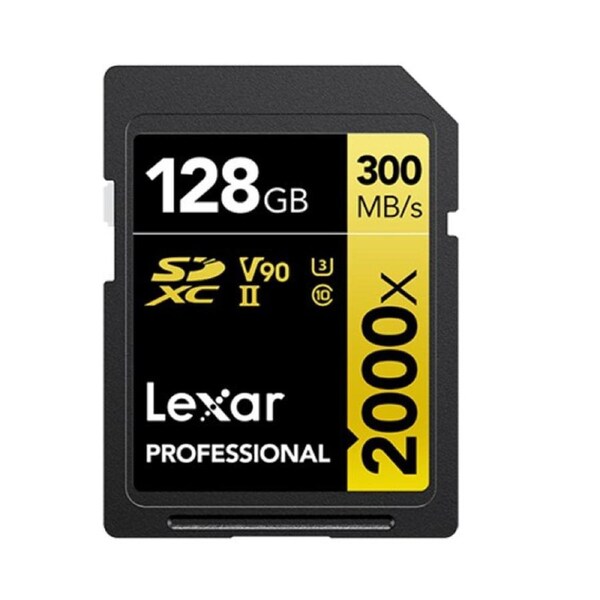 Lexar Professional 2000x 128GB SDHC /SDXC UHS-II Card GOLD Series 128GB C10, UHS-II (U3), V90, up to 300MB/s read, 260MB/s write