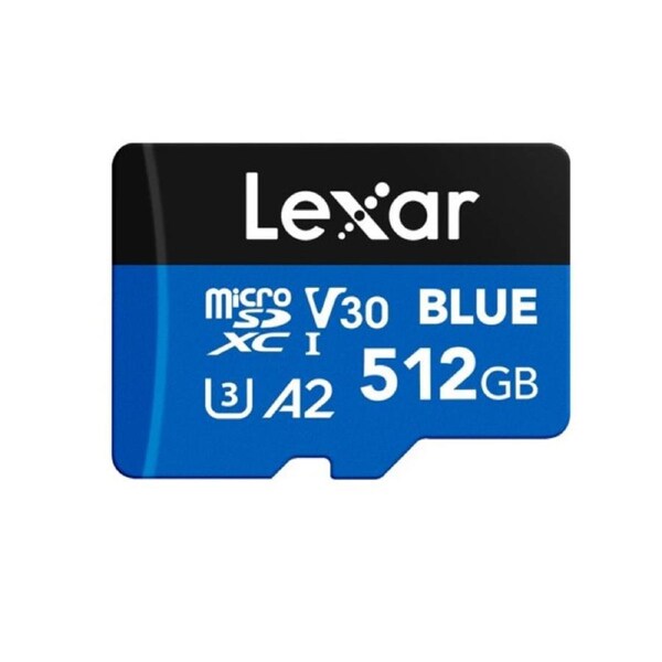 Lexar BLUE microSDXC UHS-I Card 512GB 512GB - C10, A2, UHS-I(U3), V30, up to 160MB/s read Multi-Card 3-in-1 USB 3.1 Reader marked with Rev B