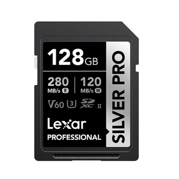 Lexar Professional SILVER PRO 128GB SDXC UHS-II Card 128GB C10, UHS-II(U3), V60, Silver Pro, up to 280MB/s read, 120MB/s write