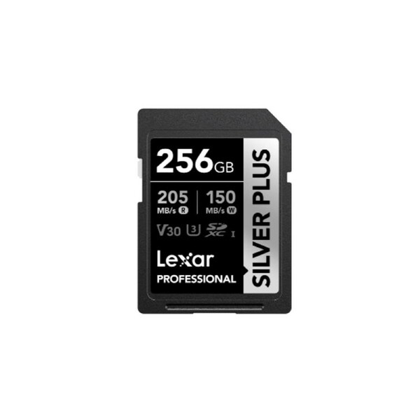 Lexar Professional SILVER PLUS 256GB SDXC UHS-I Card speeds of up to 205MB/s and 150MB/s and supports seamless recording of FULL-HD and 4K videos