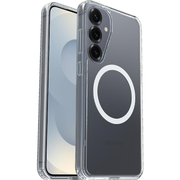 OtterBox Symmetry Clear Magnets Samsung Galaxy S25 5G (6.2') Case Clear - (77-97403), DROP+ 3X Military Standard, Raised Edges, 7 Years Warranty