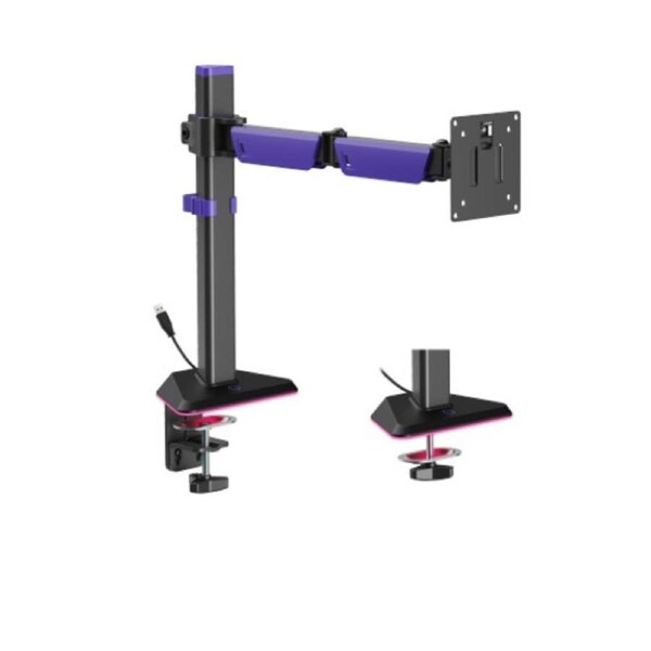 Brateck LDT89-C012L Articulating RGB Lighting Gaming Monitor Arm Matte Black, Fit Screen Size: 17'-40' Up to 12 KG