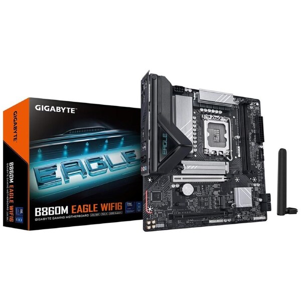 Gigabyte M/B B860M EAGLE WIFI6 1.0, Intel B860, 4 x DDR5 up to 128 GB, 1x HDMI, 2 x PCI Express x16, 2 x M.2, 4 x SATA, 5x USB 3.2